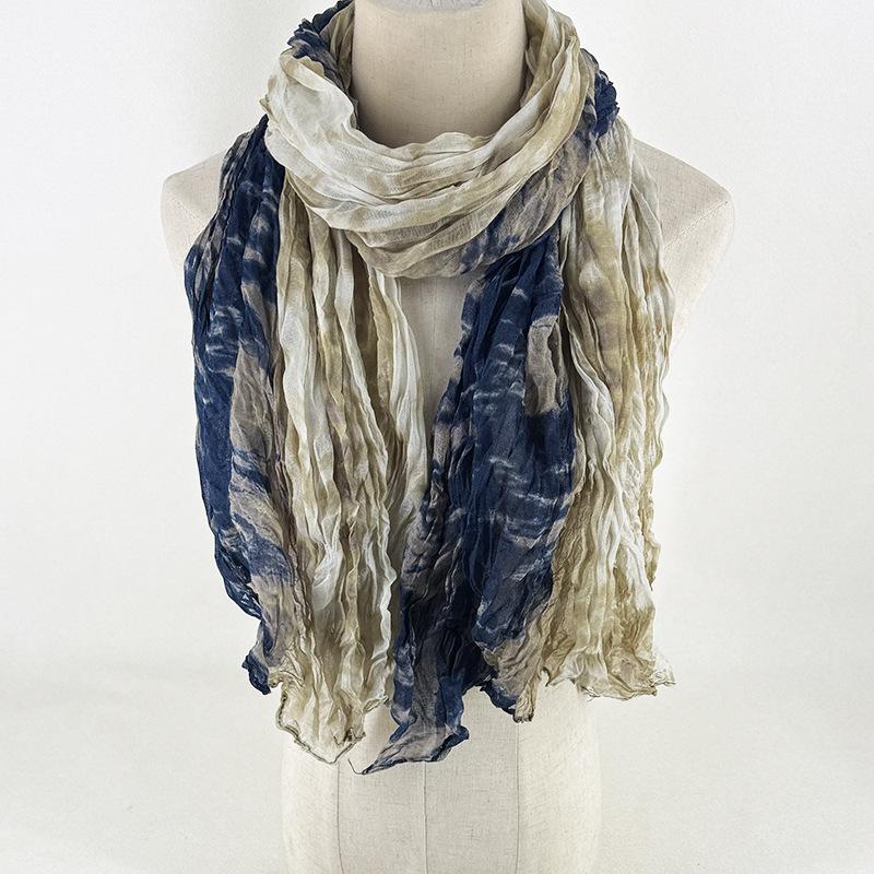 Women's Scarf Dyed and Pleated Scarf Neck Protection Warm and Windproof Versatile Accessory Scarf