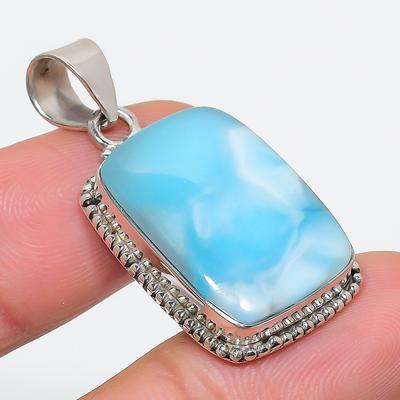 Natural Republic Larimar Gemstone 925 Solid Sterling Silver Pendant 1.75" s7B18
