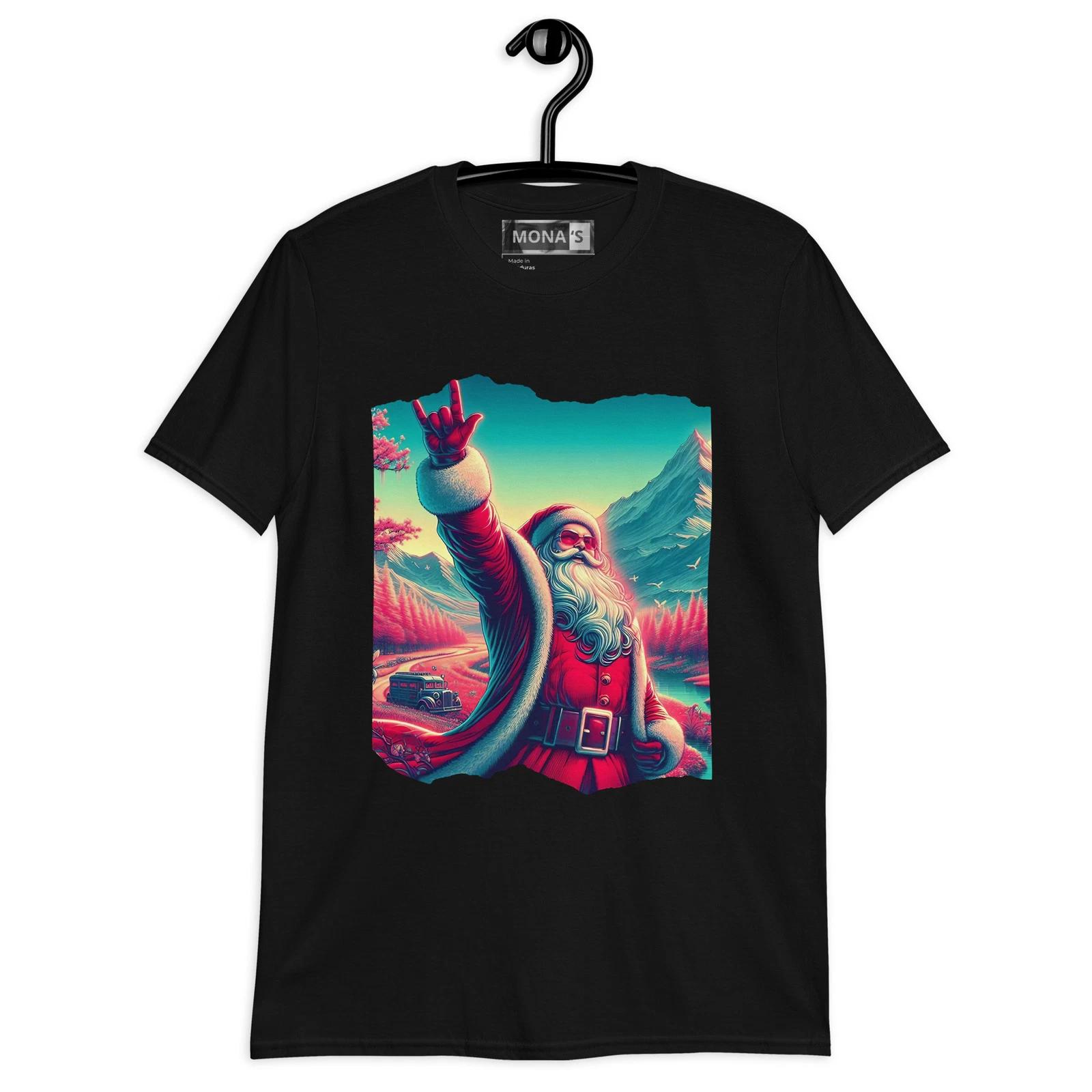 Short-Sleeve Unisex T-Shirt Unisex Mountain Landscape Santa Claus T-Shirt 2XL