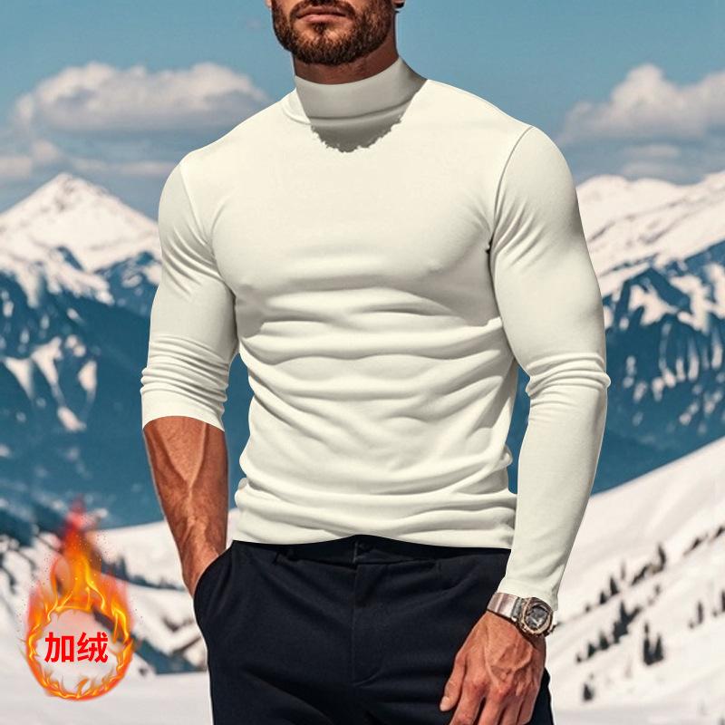 

Европейская и американская мужская одежда Осень и зима Немецкий бархат Однотонная С длинным рукавом и мягкий базовый слой Полуводолазка Мужская M белый