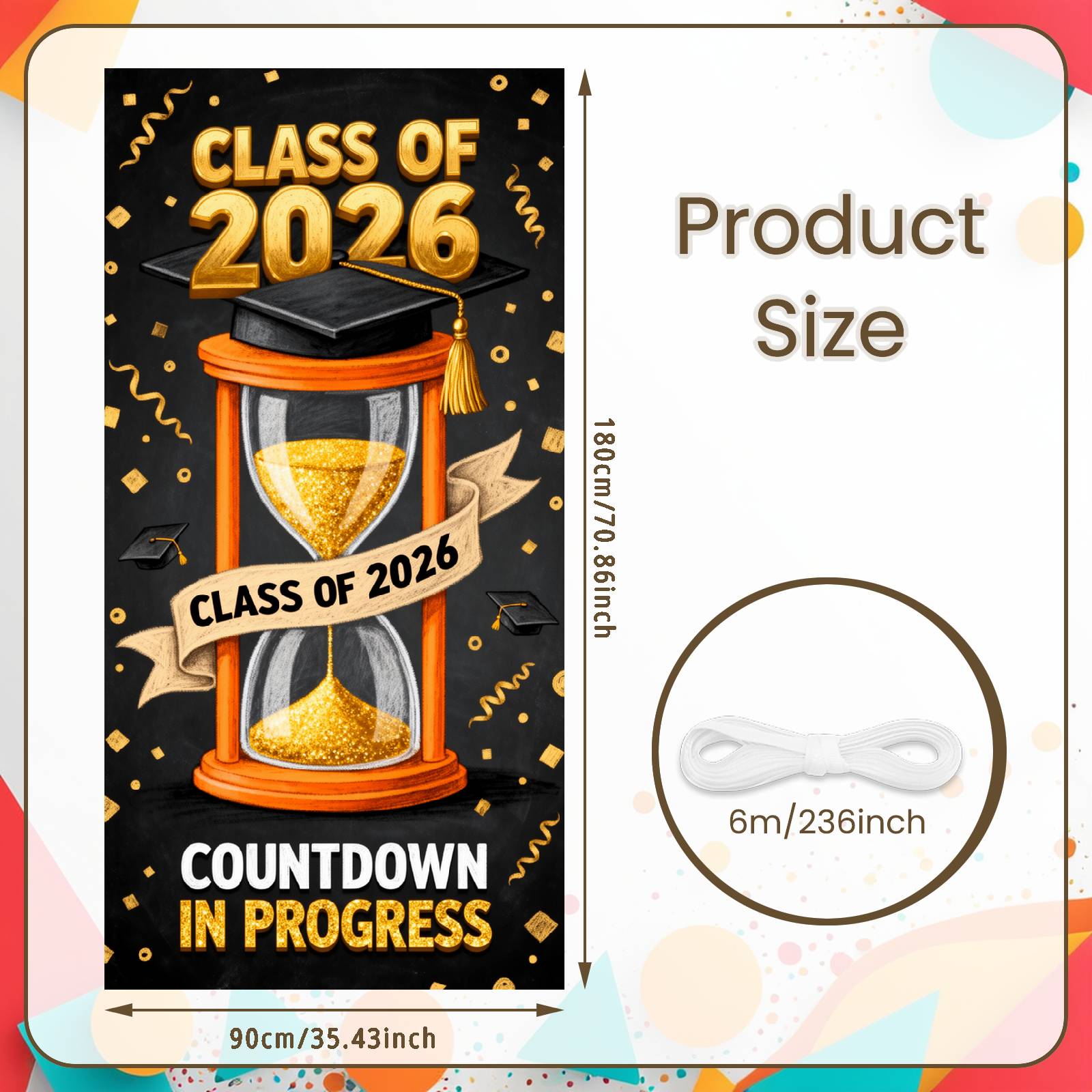 

Graduation Backdrop Orange Hourglass Graduation Countdown Banner Graduation Display Chalkboard Background