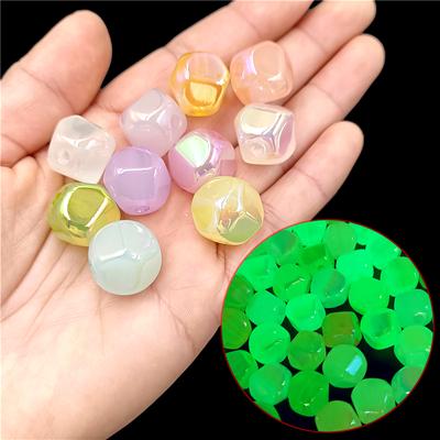 10Pcs 18mm Jelly Color Multi Faceted Abnormal Shaped Beads Fashion Luminous Acrylic Beaded Material DIY Bracelet Jewelry Accessories