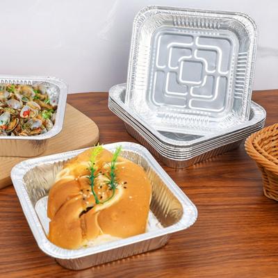 10Pcs 6/7/8 Inch Food Tin Foil Tray Reusable Oil-resistant Aluminum Foil Box Portable Oven BBQ Baking Tools Air Fryer Tray