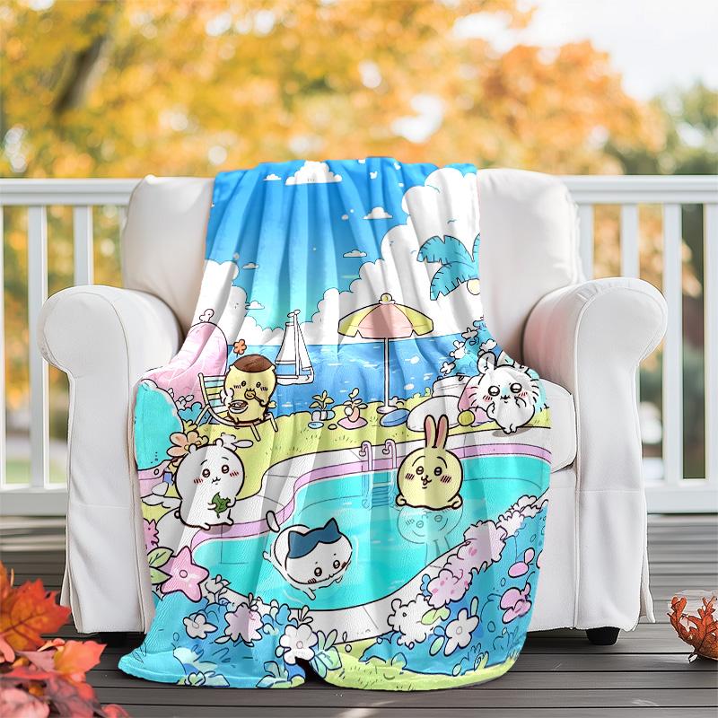Chiikawa1 printed throw blanket—lightweight,soft,warm;versatile blanket for all seasons—perfect as &air-conditioning throw,nap blanket