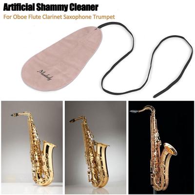 Muslady Paño de Limpieza de Instrumentos de Viento con Correa Limpiador de Schammy Artificial Suave para Flauta de Oboe