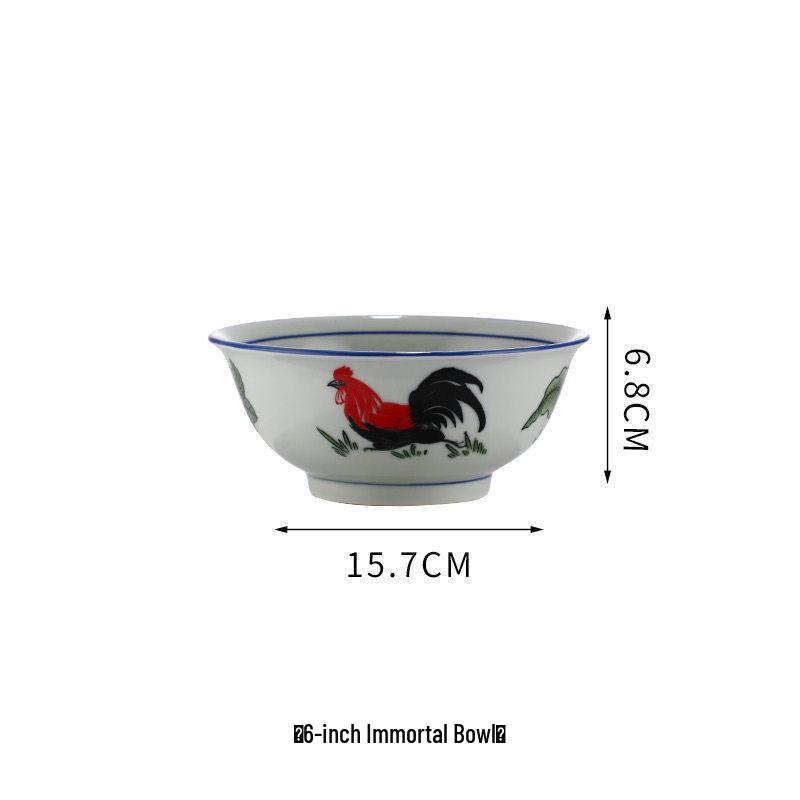 Keramik-Retro-Hahnschüssel - Nostalgisches Kampfhahn-Design