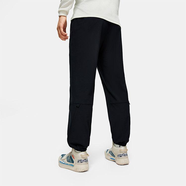 Li Ning Badfive Letter Mid-Waist Tapered Knit Sports Pants Men Bottoms Black AYKU065-2