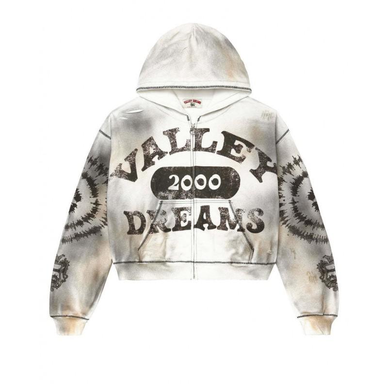 American Graffiti Print Locker Geschnittener Reißverschluss Hoodie Herren Damen Jugendliche Freizeit Streetwear
