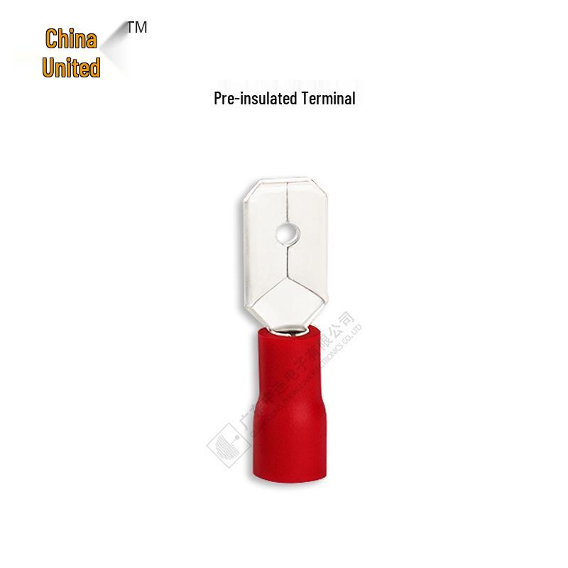 Blue Insulated Spade Terminal Lug, Cold Crimp, Pre-insulated Connector (2-110)