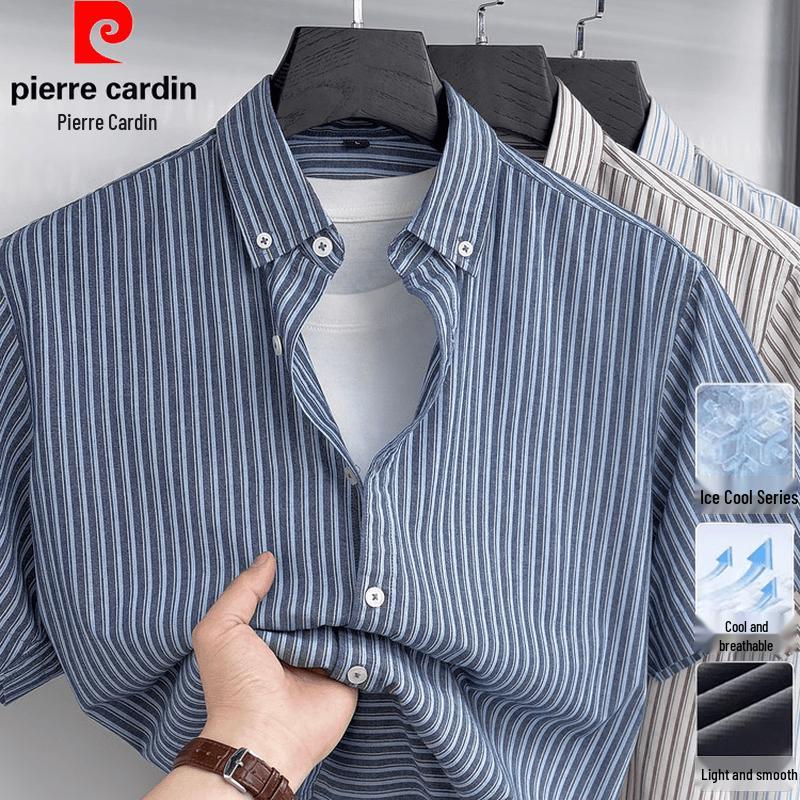 

Pierre Cardin Men s Summer Striped Short Sleeve Shirt L
