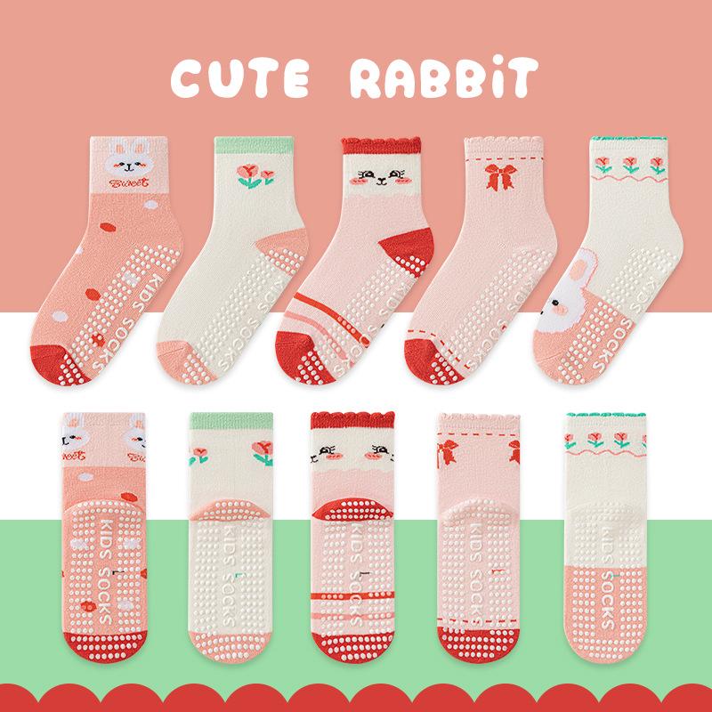 Trendy Anti-slip Mid-calf Socks for Men, Women, and Children - Ideal for Home, Indoor, Sports, and Trampoline Activities