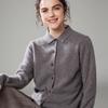Women's Stylish Polo Collar Cashmere Cardigan - Loose, Slimming Long Sleeve Wool Knit Coat