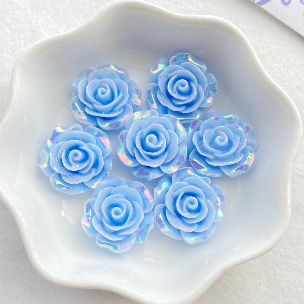 10Pcs Cute Cartoon Colorful Roses Flat back Resin Scrapbooking Crafts Fit Phone Case Decoration DIY Hair Bows Accessories