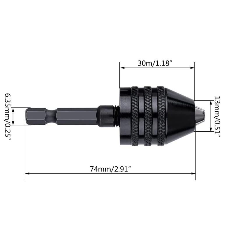 Electric Grinding Accessories Three Jaw Conversion Chuck 0.3-6.5mm Hexagonal Handle Rear Push Chuck Twist Drill Chuck