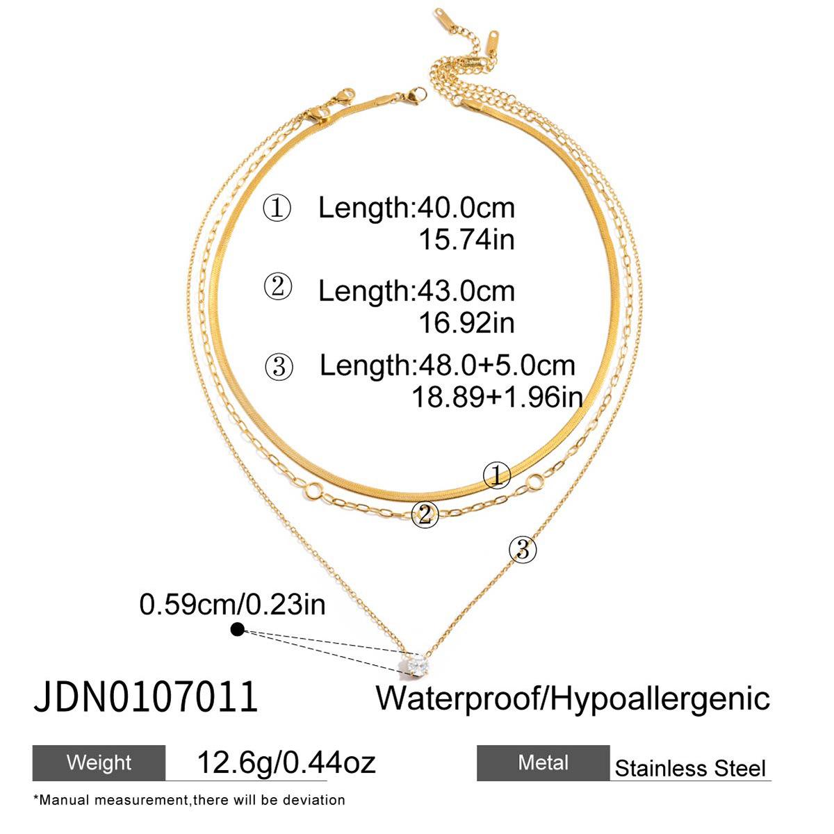 Design sense classic style 18k gold, blade chain three-layer zircon necklace jewelry