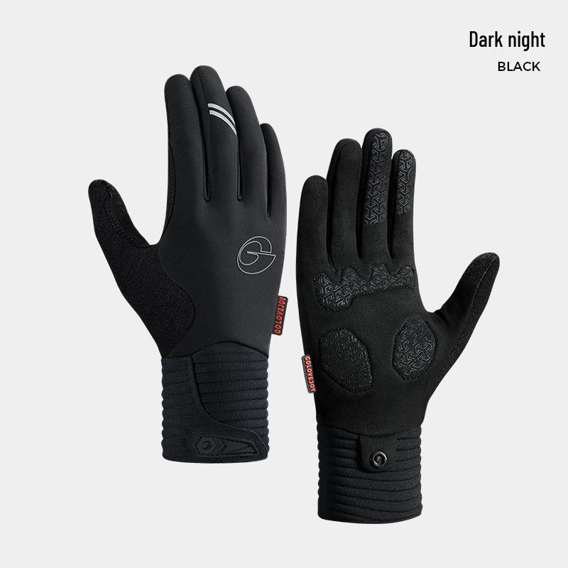 Touchscreen Non-Slip Full Finger Cycling Gloves for Men & Women - Warm, Velvet-Lined for Autumn/Winter, Ideal for Road & Mountain Biking