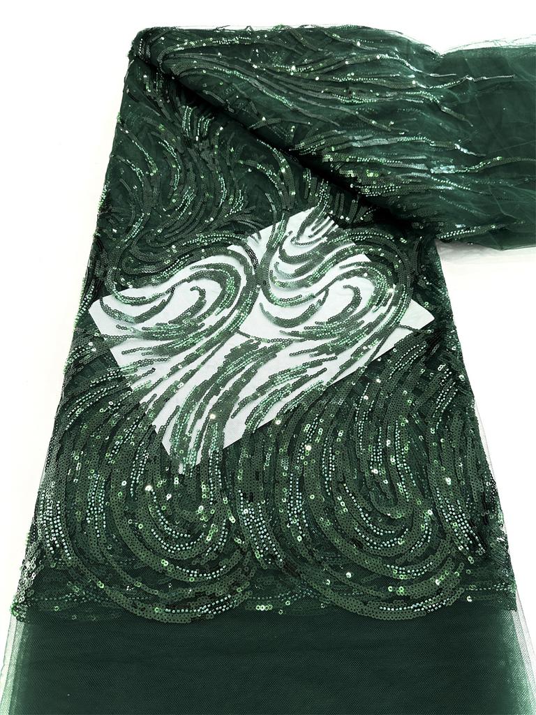 African French Beaded Lace Fabric 2025 High Quality Lace Embroidered Nigerian 3d Sequins Tulle Lace 5 Yards For Sew Party Dress