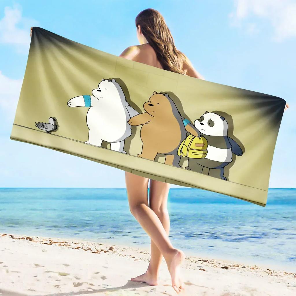 Anime Naked Bear Cute Cartoon Superfine Fiber Beach Sauna Towel Room Decor Bath Children Hand Towels Bathroom Home Shower