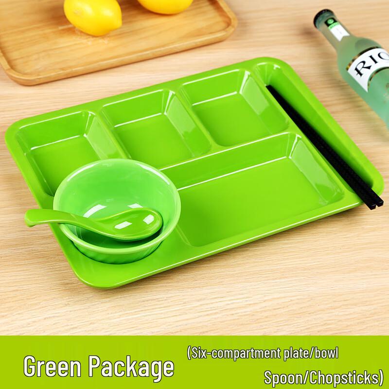 Melamine Six-Compartment Rectangular Meal Tray