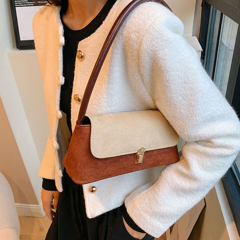Chic Minimalist Shoulder Bag For Women Featuring Soft Suede And Magnetic Closure