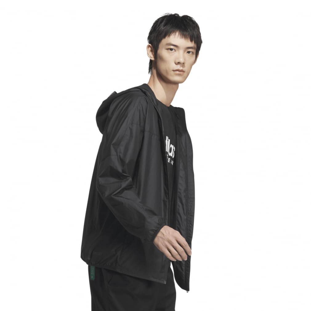 Adidas Rdy Hooded Windbreaker Jacket Light Gray Heather Solid a Jersey Top with a Small Logo and Regular Men's Wind. (KWX77), Gray/White (JG8532),