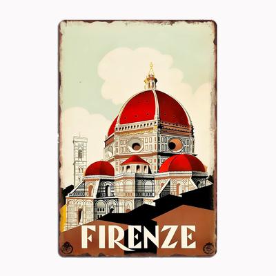 Florenz, Italien Reiseplakat 1930er Jahre Firenze Poster Metallschild Club Innenraum Dekoration Benutzerdefinierte Zinn Haus Wanddekoration