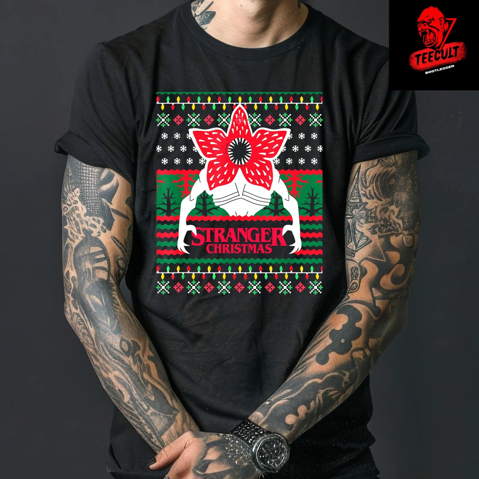 Men s and Women s T-shirts Stranger Things  The Upside Down  Christmas Heavy Cotton S