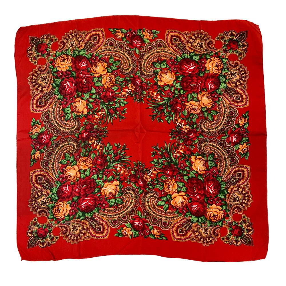 Yunnan Floral Headscarf for Elderly Women, Russian Ethnic Style, Lightweight, Ideal for Work