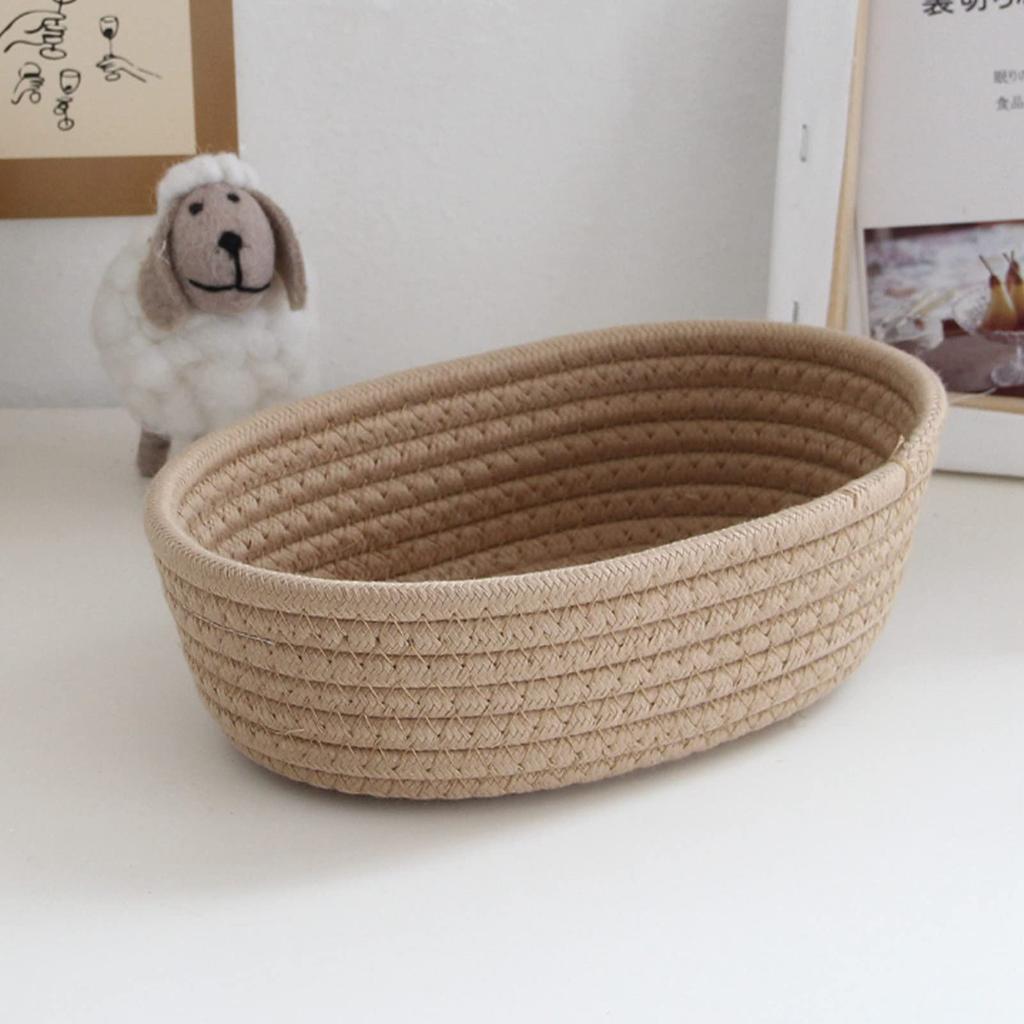 3PCS Cotton Rope Storage Basket Woven Nordic Oval Organizer Container Bins Decorative Desktop Storage Boxs for Clothes Books Towels Cosmetics