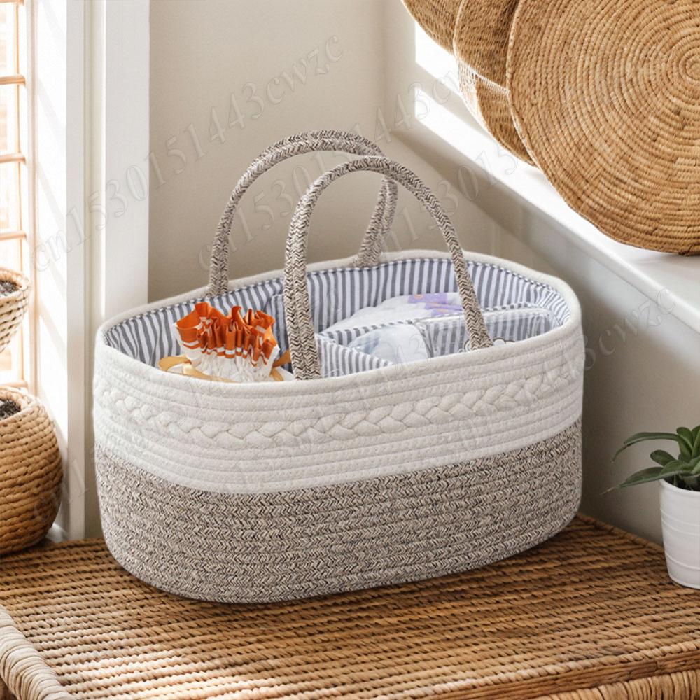 Baby Diaper Storage Basket with Divider Portable Car Organizer Baby Diaper Caddy Organizer for Baby Diaper Storage Baby Shower