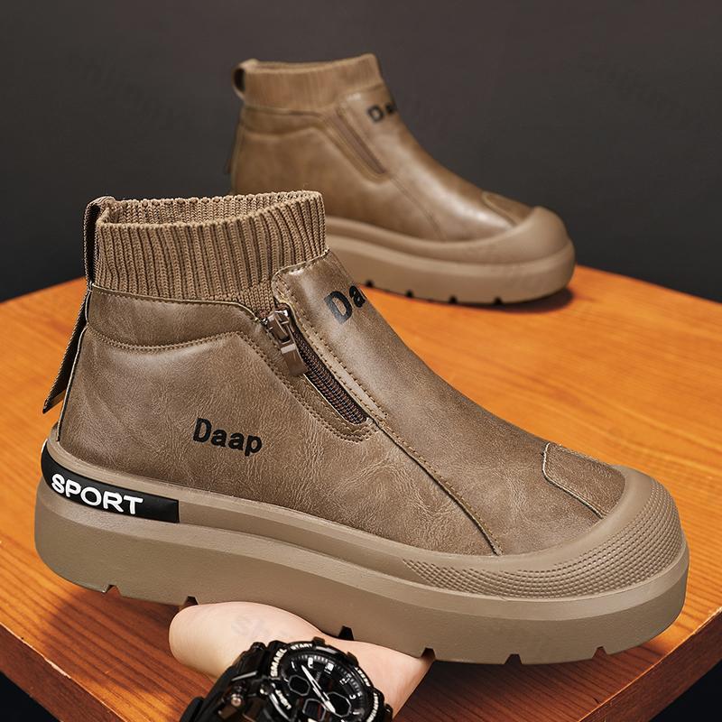 Fashion 2025 Autumn Retro British Style High Top Thick Soled Casual Shoes for Men Comfortable Versatile Non Slip Fashion Chunky sneakers