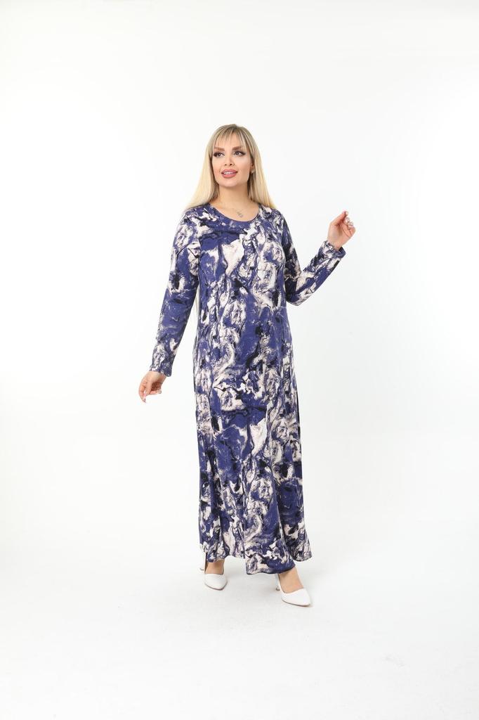 Damen Große Größen Kleid Plus Size Langarm (Geeignet für Hijab) Langes Kleid aus gekämmter Viskose