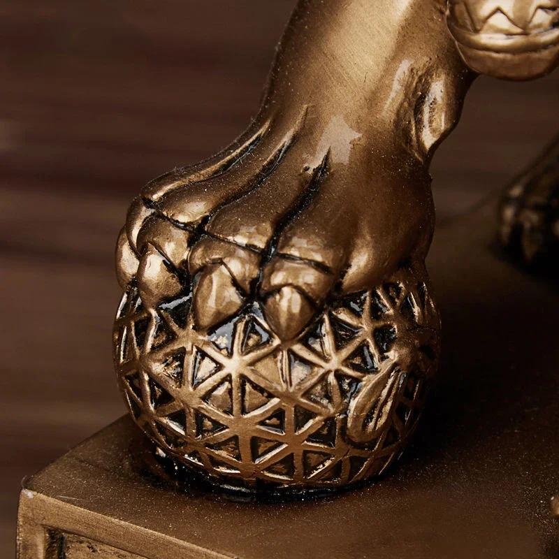 1 Paar Glückslöwenstatue im chinesischen Stil Harztiere Statue Haus Feng Shui Dekor Handwerk Haus Büro Retro Dekorative Statue