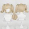 Gold Short Wig with Twin Perfect for and with Wig Perfect for Cultural and School Tail, Cosplay, Games, Disguises. Heat-Resistant Net. Halloween,