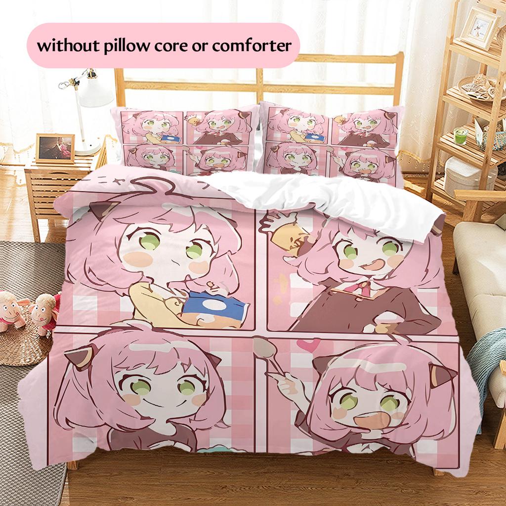 Spy x Family3 Pattern Bedding Quilt Set Home Decoration Gift (1 * duvet cover + 2 * pillowcase without core)