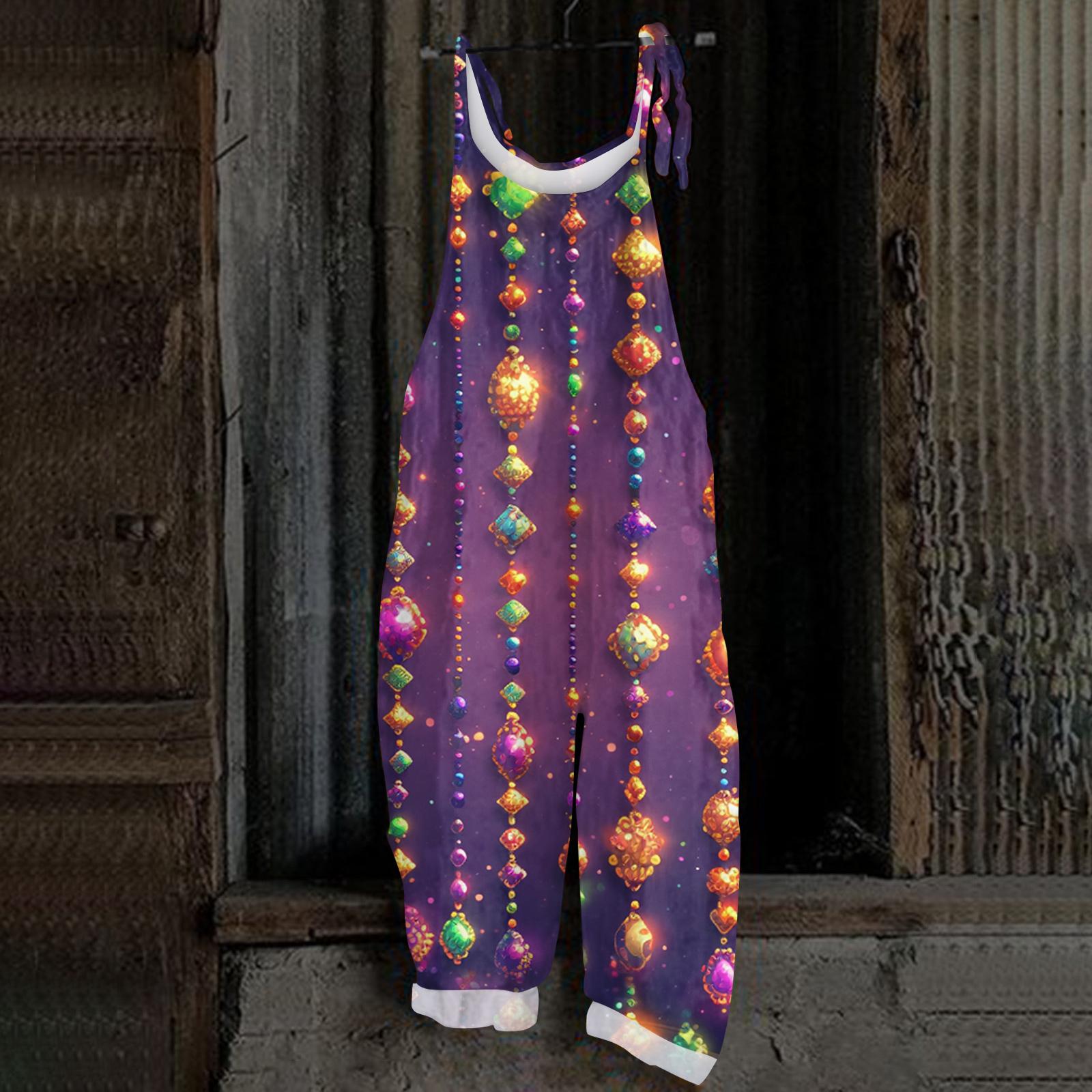 

Женский повседневный комбинезон без рукавов с принтом карнавальной маски, свободный комбинезон в стиле ретро L