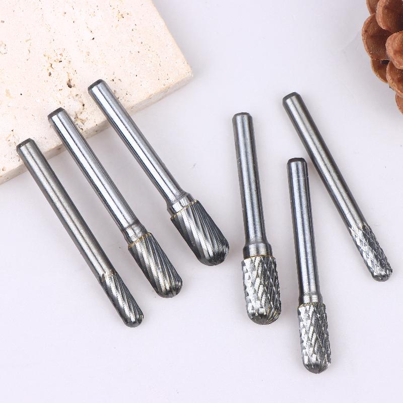 Tungsten Carbide Rotary File Burr Style C Ball Nose Cylinder 6Mm 1/4 Shank Mould Carving Tools Single Cut Milling Cutter