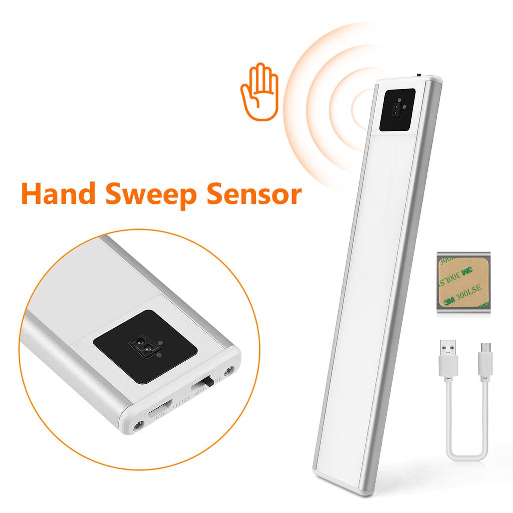 Ultra-thin USB LED Cabinet Light Hand Sweep / PIR Motion Sensor LED Rechargeable Aluminum kitchen Lamp Portable Night Lighting