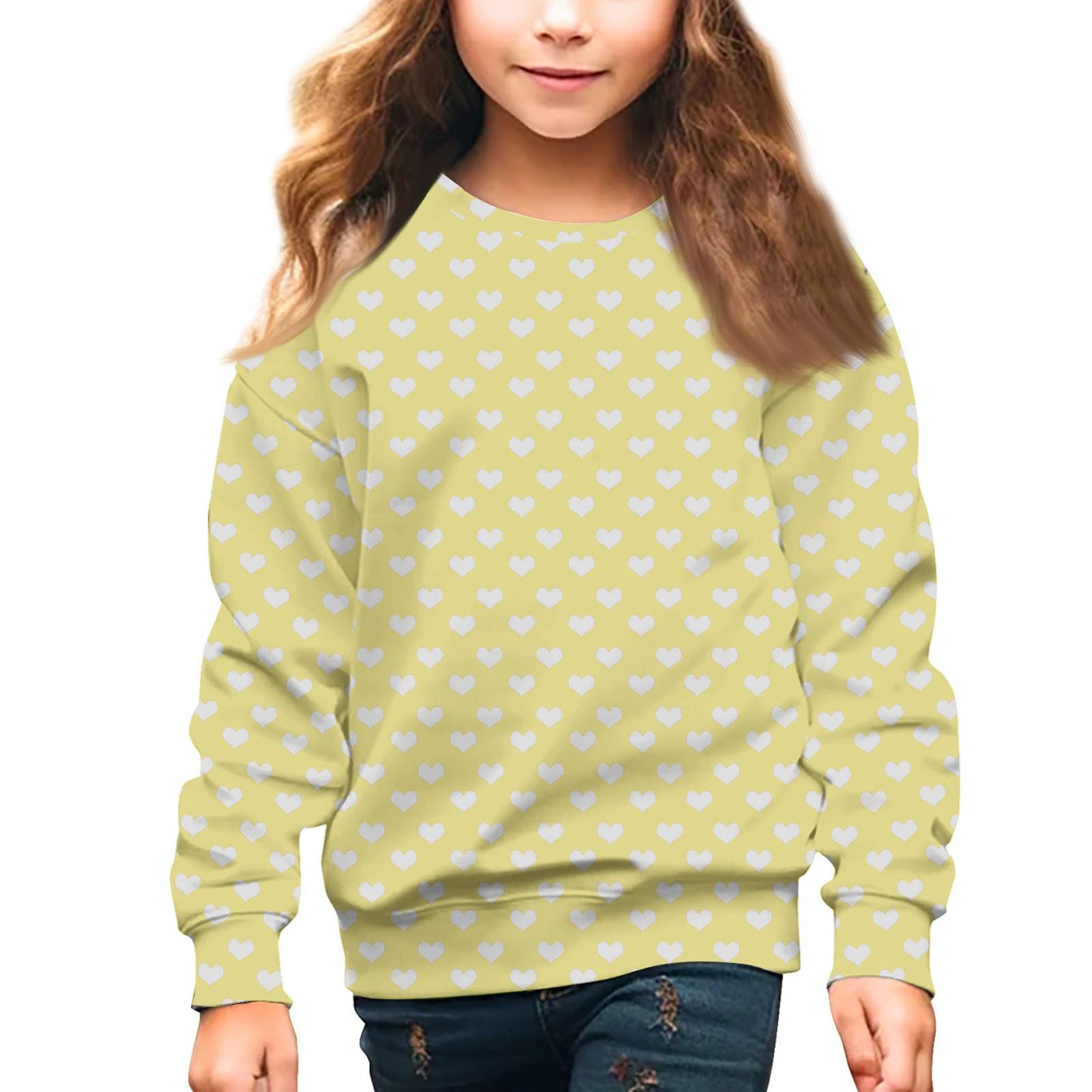 

Девочки Круглый вырез Пуловеры для детей День святого Валентина Печатные топы 160 жёлтый