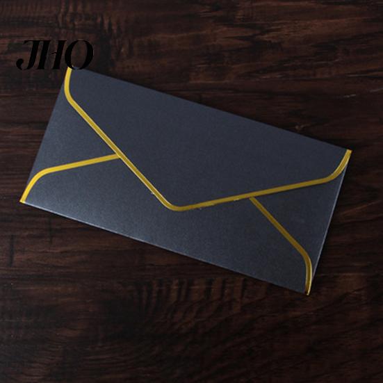 Enveloppes d'invitation de fête 10 pièces Bordure dorée Rabat en V Scellage rapide Vintage Luxe Bureau Vérification Lettre Envoi Anniversaire Salutation Remise des diplômes Mariage Kit