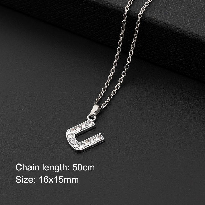 Women Shining Zircon A Z Letter Pendant Necklace 1Pcs Adjustable Clavicle Chain Personalized Jewelry for Birthday Present
