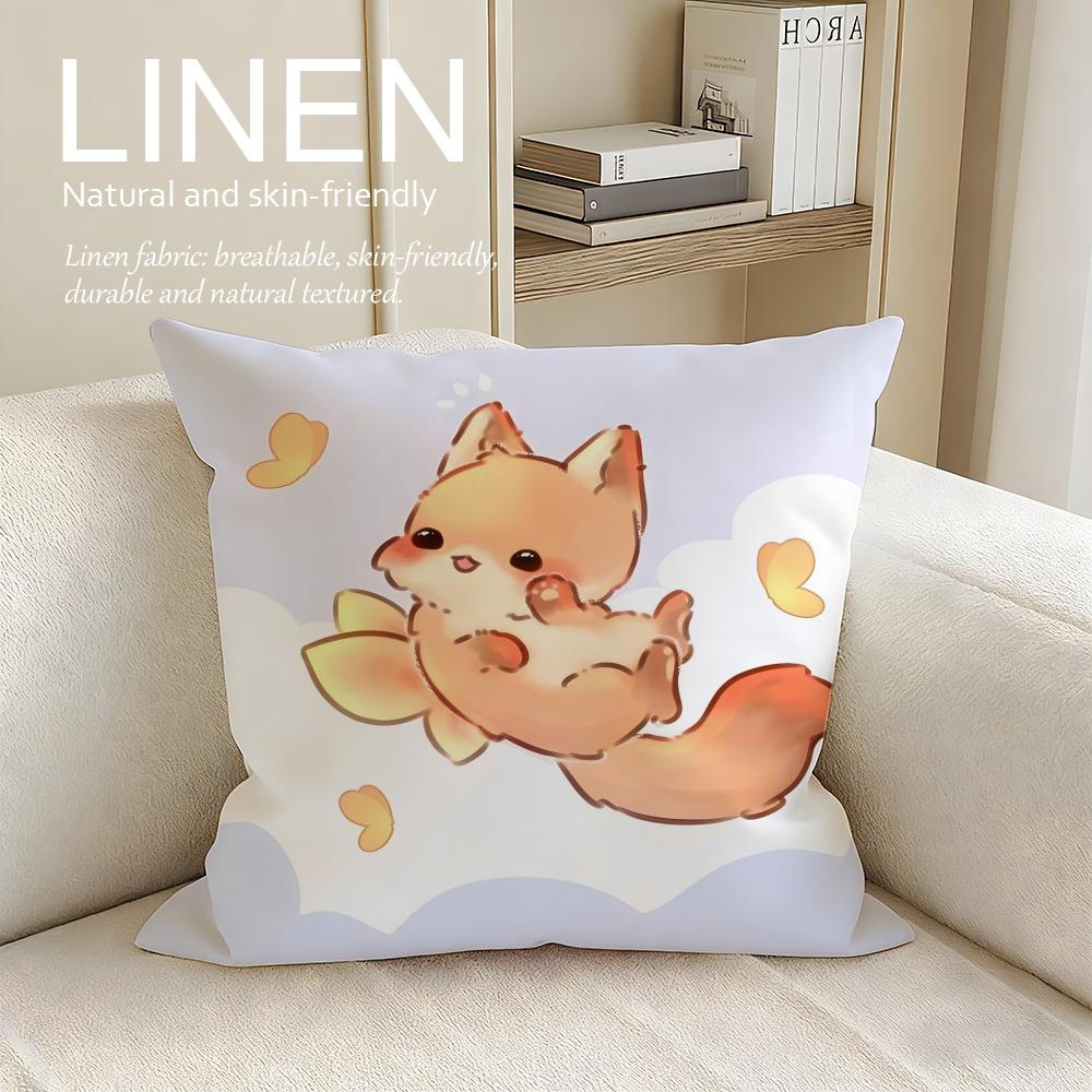 Cute Bokko Fox Cushion Cover Pillowcase Set Pcs x x Breathable Washable Sofa Cushion Cover