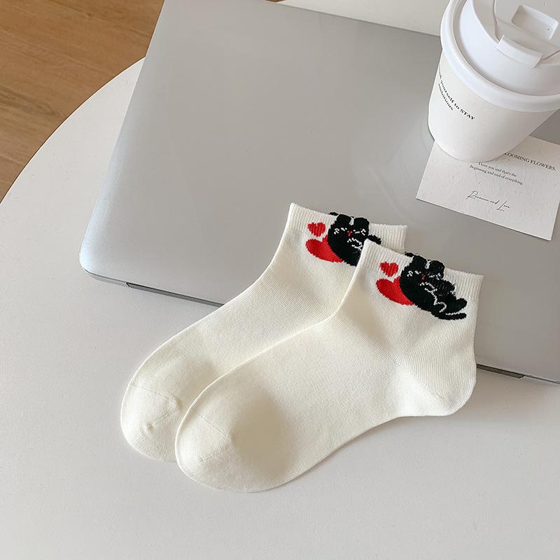 Cute Socks, Women's Spring and Autumn Short Socks, Cotton Socks, Cartoon Long Socks, Summer Thin Mid-calf Socks