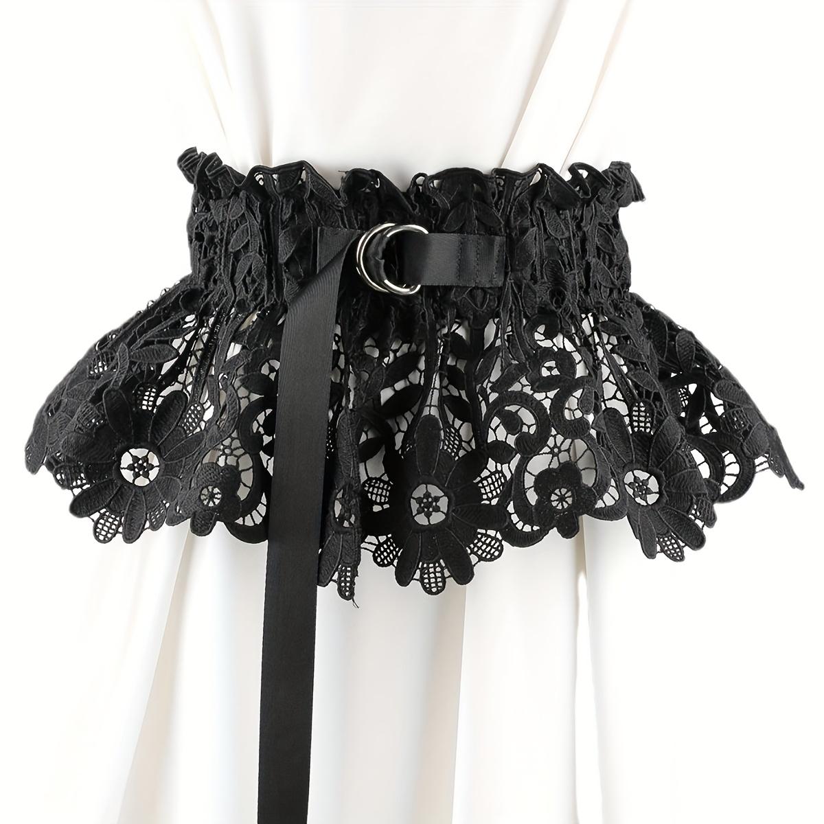 

1PC Simple Lace Double Ring Waist Seal Versatile Women s Waist Girdle Waist Wide Belt Korean Version Decoration Matching Dress Belt чёрный