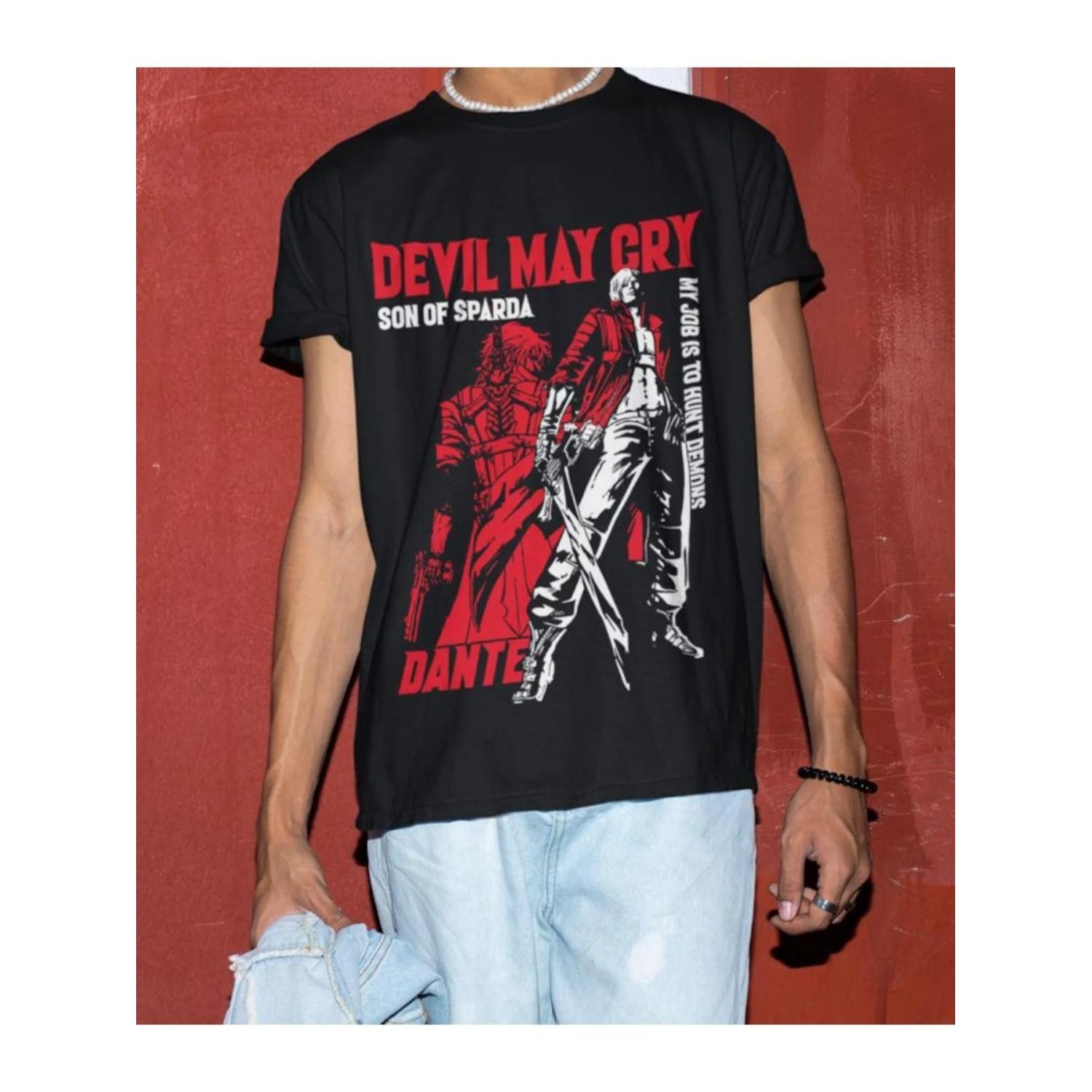 

Мужская футболка Devil May Cry 3 Данте Дьявольский Триггер Игровая футболка - С принтом, Повседневная игровая одежда, Эксклюзив для фанатов S чёрный
