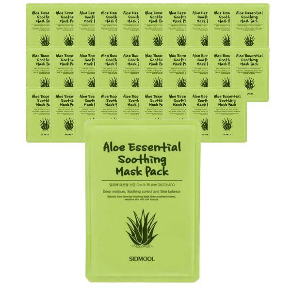 SIDMOOL Aloe Essential Soothing Mask Pack 10 Sheets Aloe Vera 3% Lyocell Facial Sheet Mask with Hyaluronic Acid Collagen & Ferment Ingredients