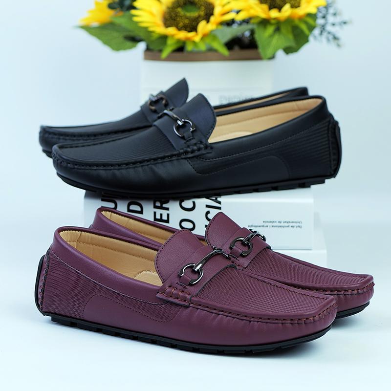 Fashion Men's Leisure Leather Shoes Brand Design Luxury High-quality Decorative Buckle Comfortable Business Office Driving Loafer Shoes