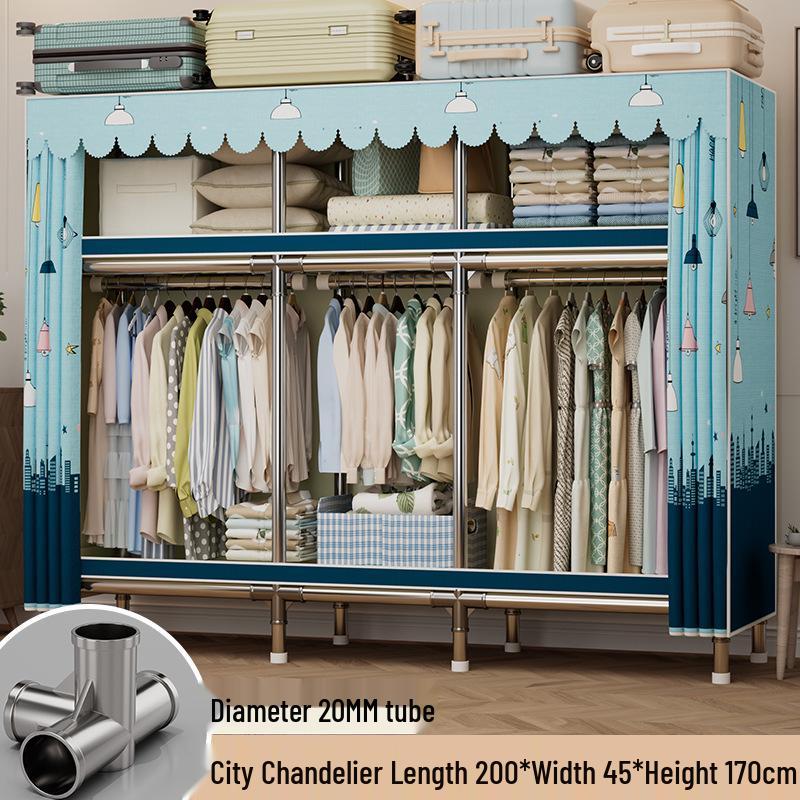 Sturdy Reinforced Steel Frame Fabric Wardrobe for Home & Bedroom Use