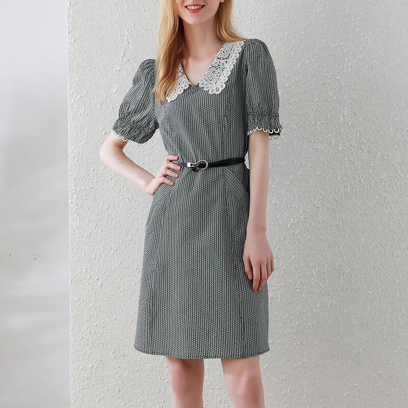 Jianhu Pure Cotton Short Sleeve Summer Dress for Middle-Aged Women M