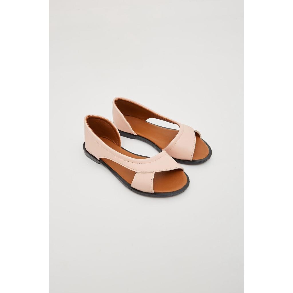 Black Open Front Women's Sandals Summer Shoes Ballerinas